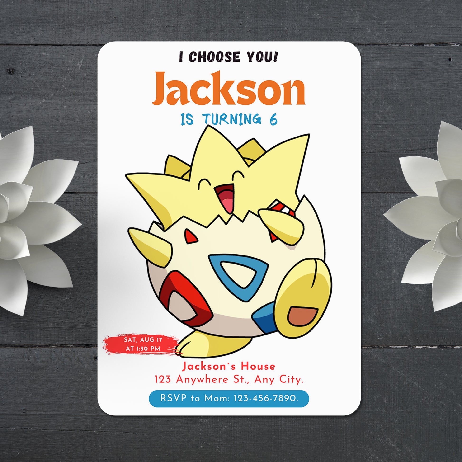 Togepi Birthday Party Invitation Template | Pokemon Invite - CreativeRino