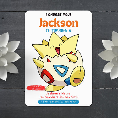 Togepi Birthday Party Invitation Template | Pokemon Invite - CreativeRino