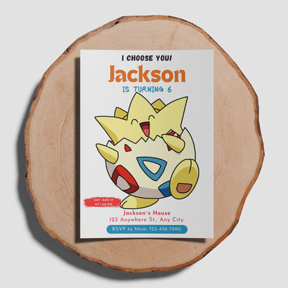 Togepi Birthday Party Invitation Template | Pokemon Invite - CreativeRino