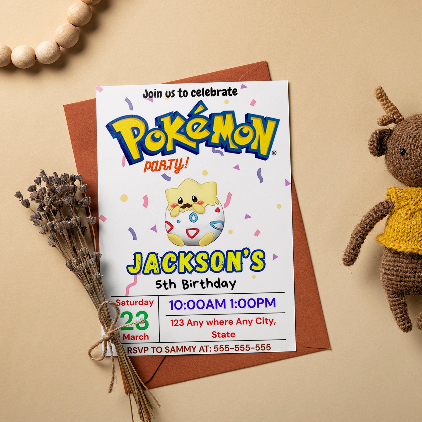 Togepi Birthday Invitation Template | Pokemon Invite - CreativeRino