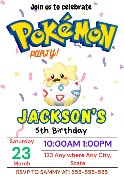 Togepi Birthday Invitation Template | Pokemon Invite - CreativeRino