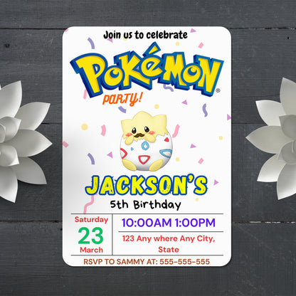 Togepi Birthday Invitation Template | Pokemon Invite - CreativeRino