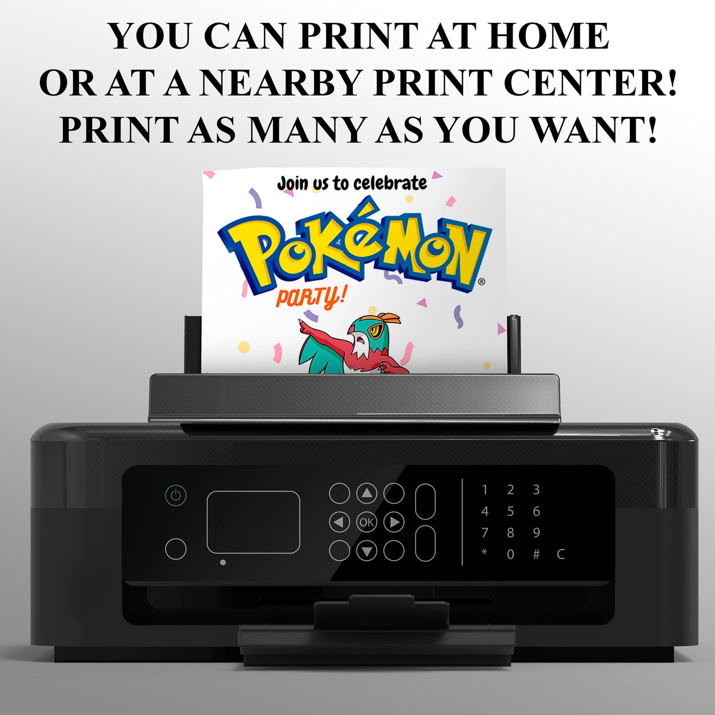 Hawlucha Birthday Invitation Template | Pokemon Invite - CreativeRino