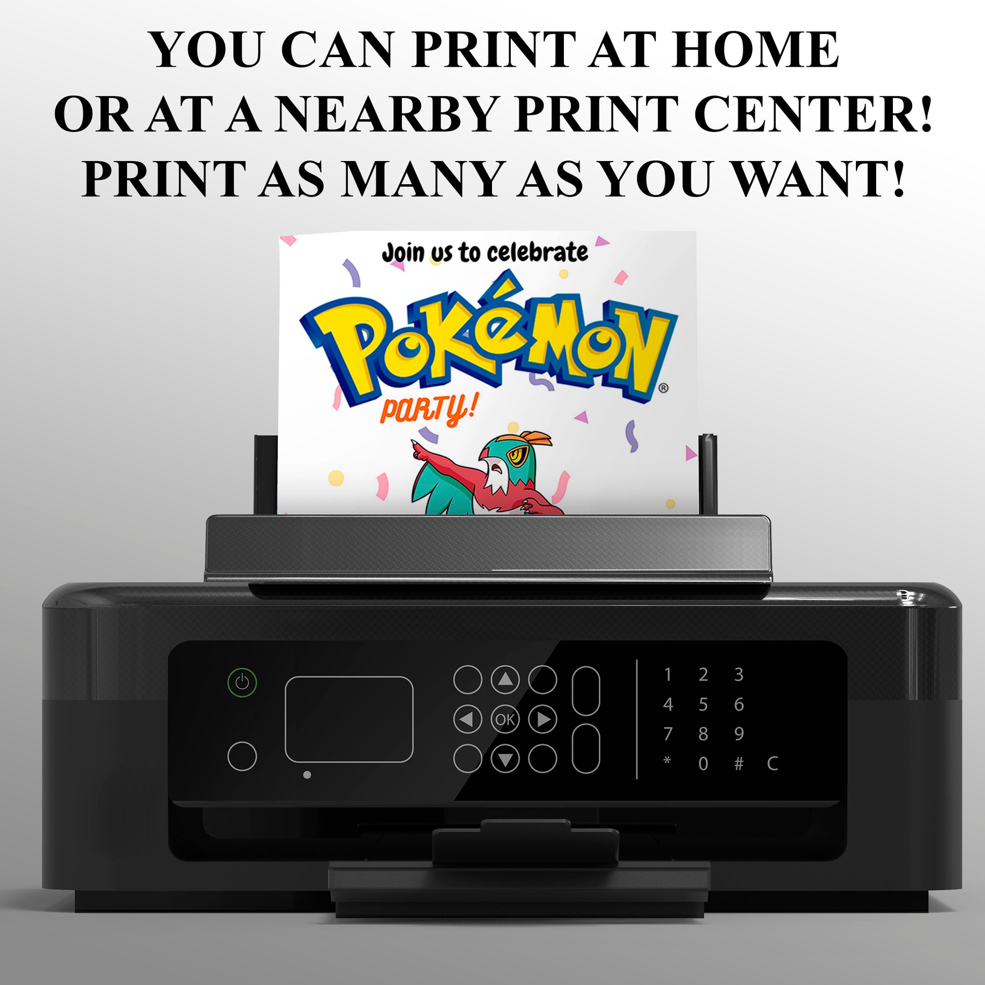 Hawlucha Birthday Invitation Template | Pokemon Invite - CreativeRino