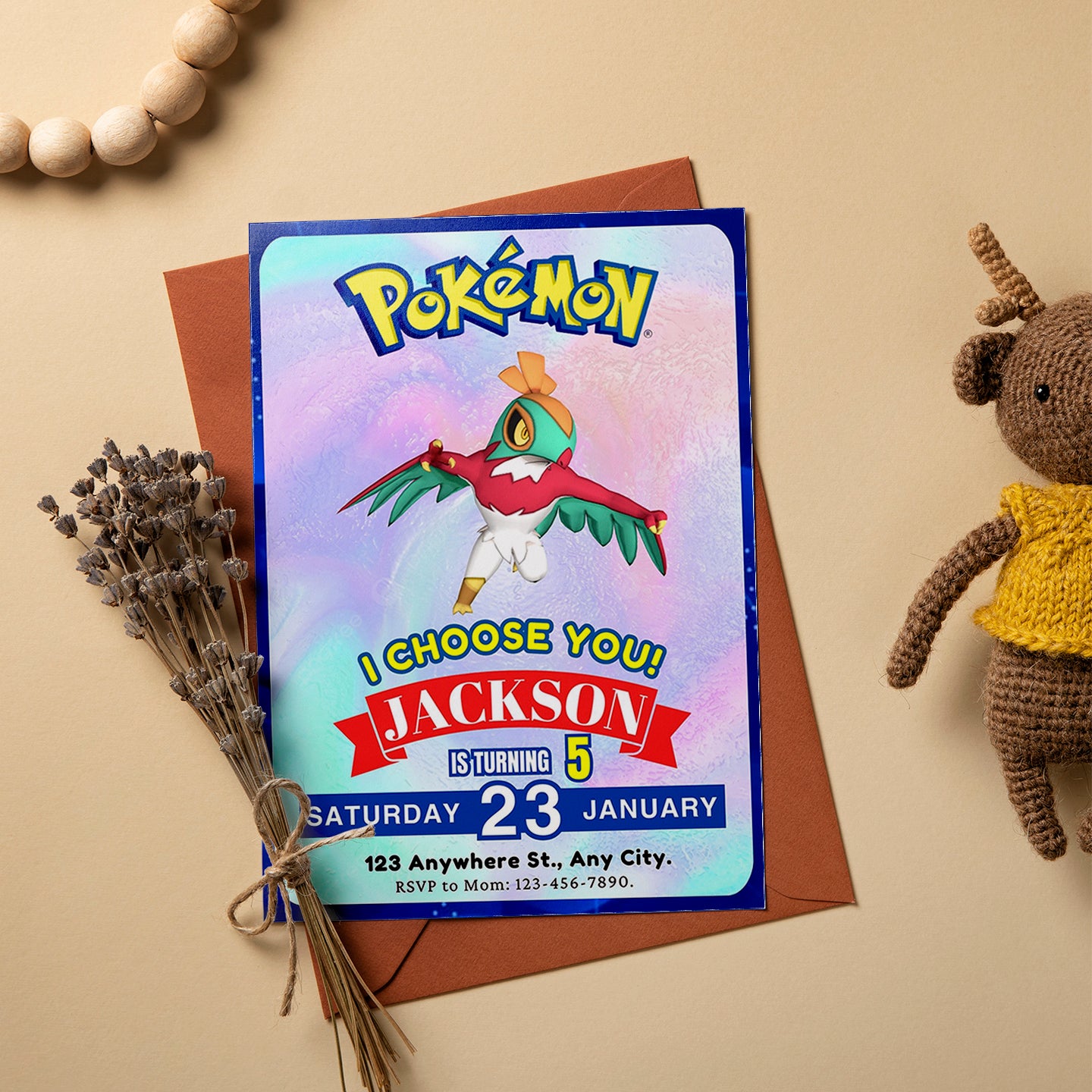 Hawlucha Invitation Template | Pokemon Birthday Invite - CreativeRino