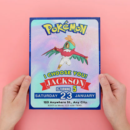 Hawlucha Invitation Template | Pokemon Birthday Invite - CreativeRino