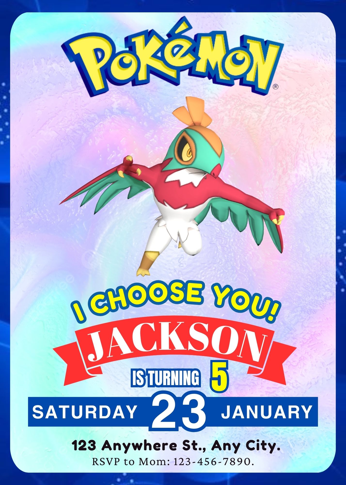 Hawlucha Invitation Template | Pokemon Birthday Invite - CreativeRino