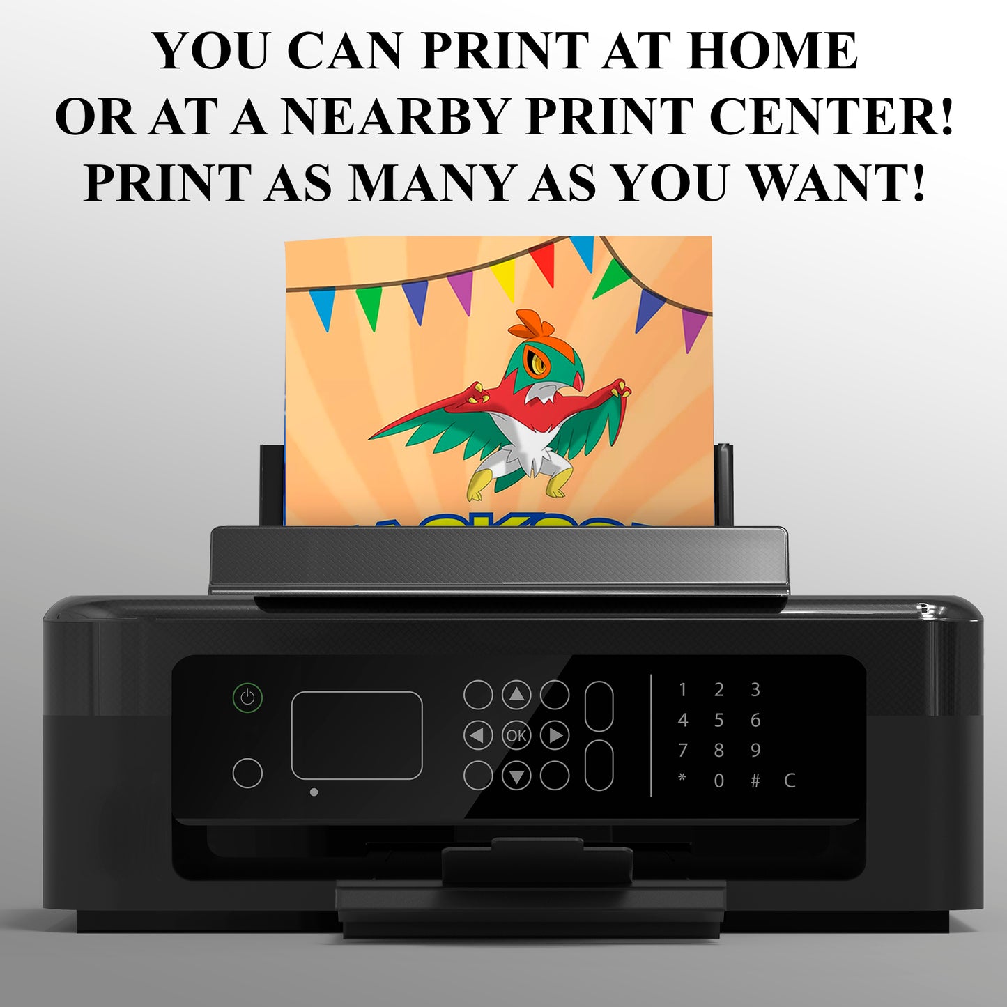 Hawlucha Pokemon Birthday Party Invitation Template - CreativeRino
