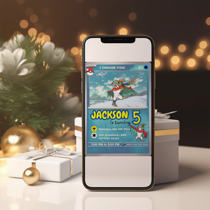 Hawlucha Invitation Template | Pokemon Card Birthday Invite - CreativeRino