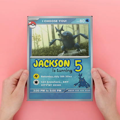 Heracross Invitation Template | Pokemon Card Birthday Invite - CreativeRino