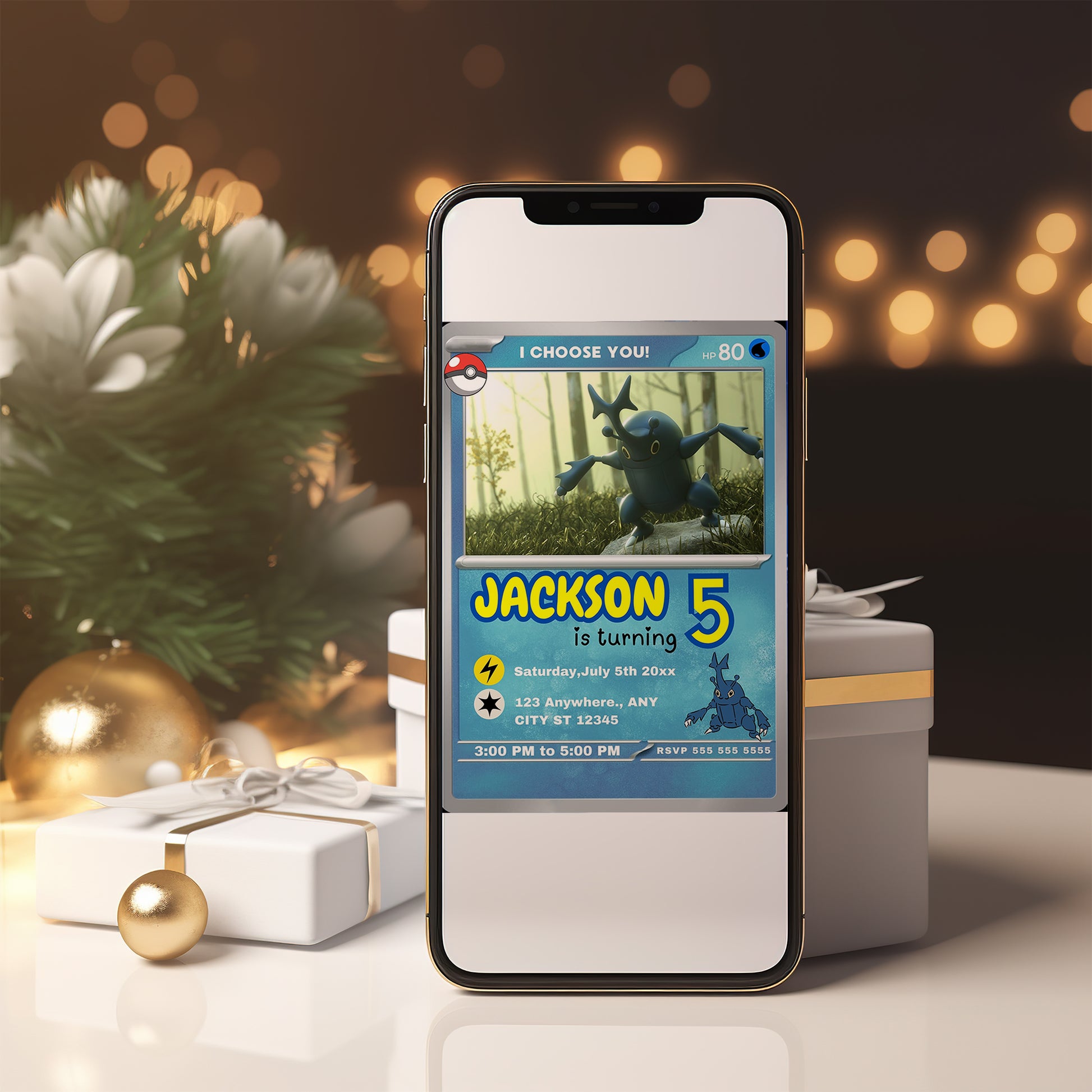 Heracross Invitation Template | Pokemon Card Birthday Invite - CreativeRino