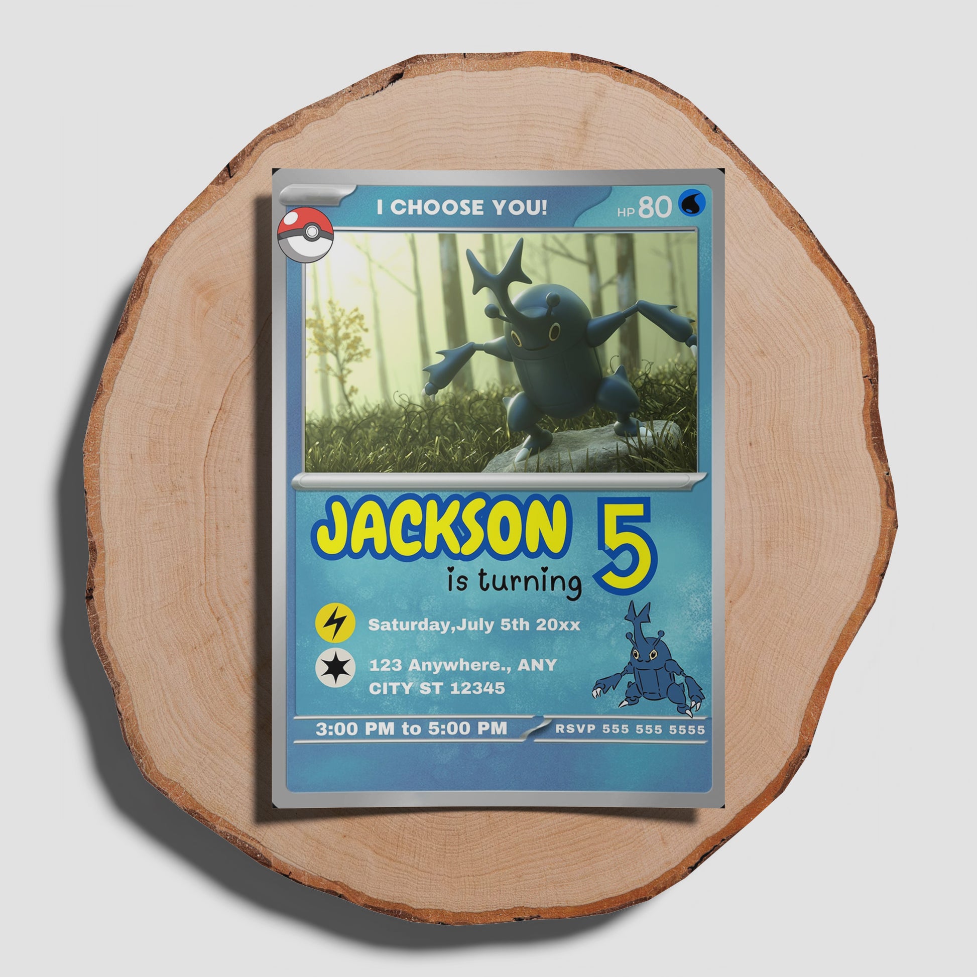 Heracross Invitation Template | Pokemon Card Birthday Invite - CreativeRino