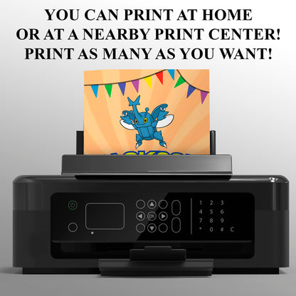Heracross Pokemon Birthday Party Invitation Template - CreativeRino