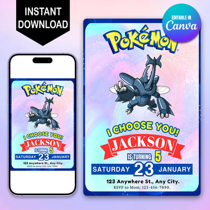 Heracross Invitation Template | Pokemon Birthday Invite - CreativeRino