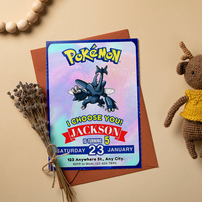 Heracross Invitation Template | Pokemon Birthday Invite - CreativeRino