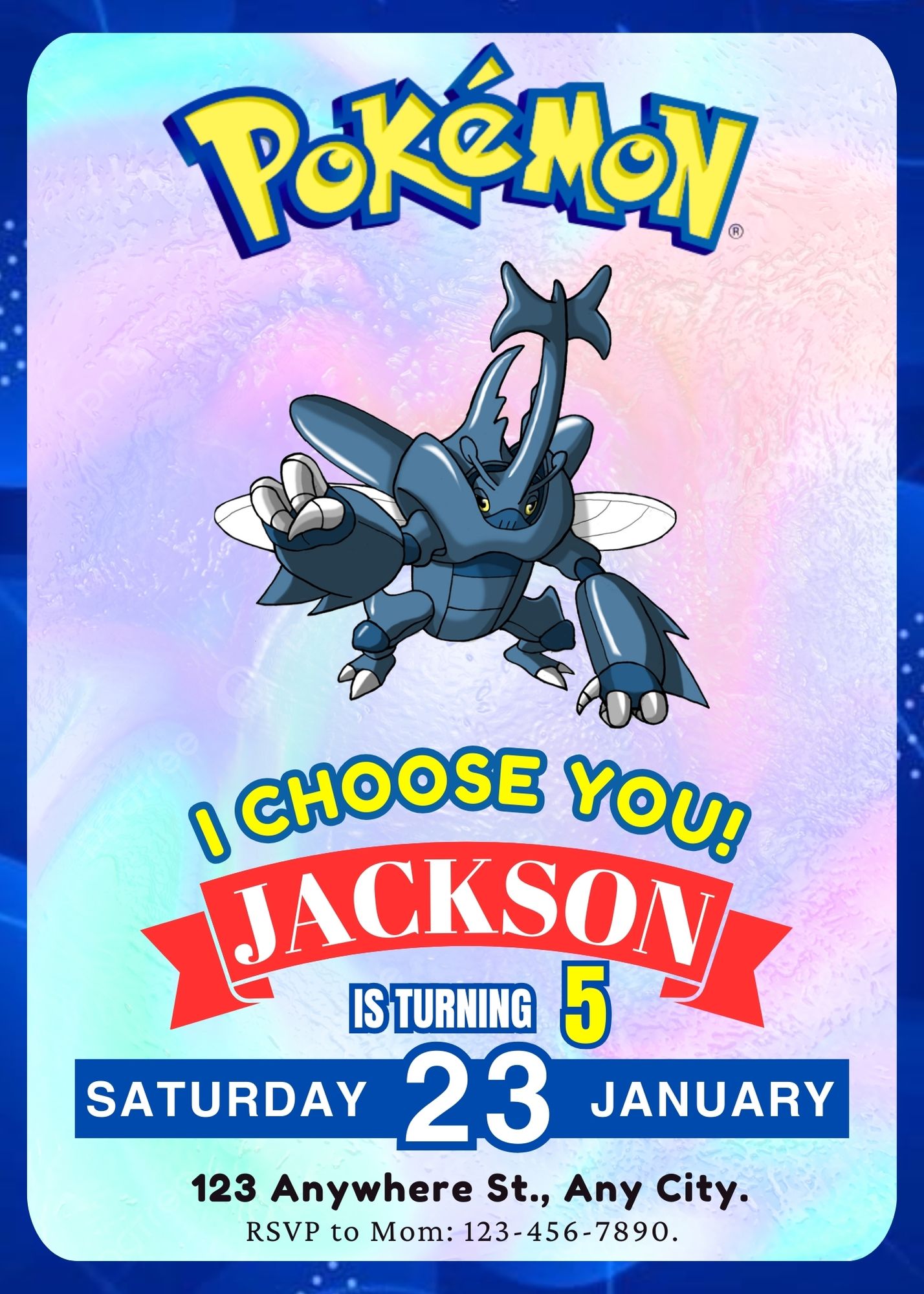Heracross Invitation Template | Pokemon Birthday Invite - CreativeRino
