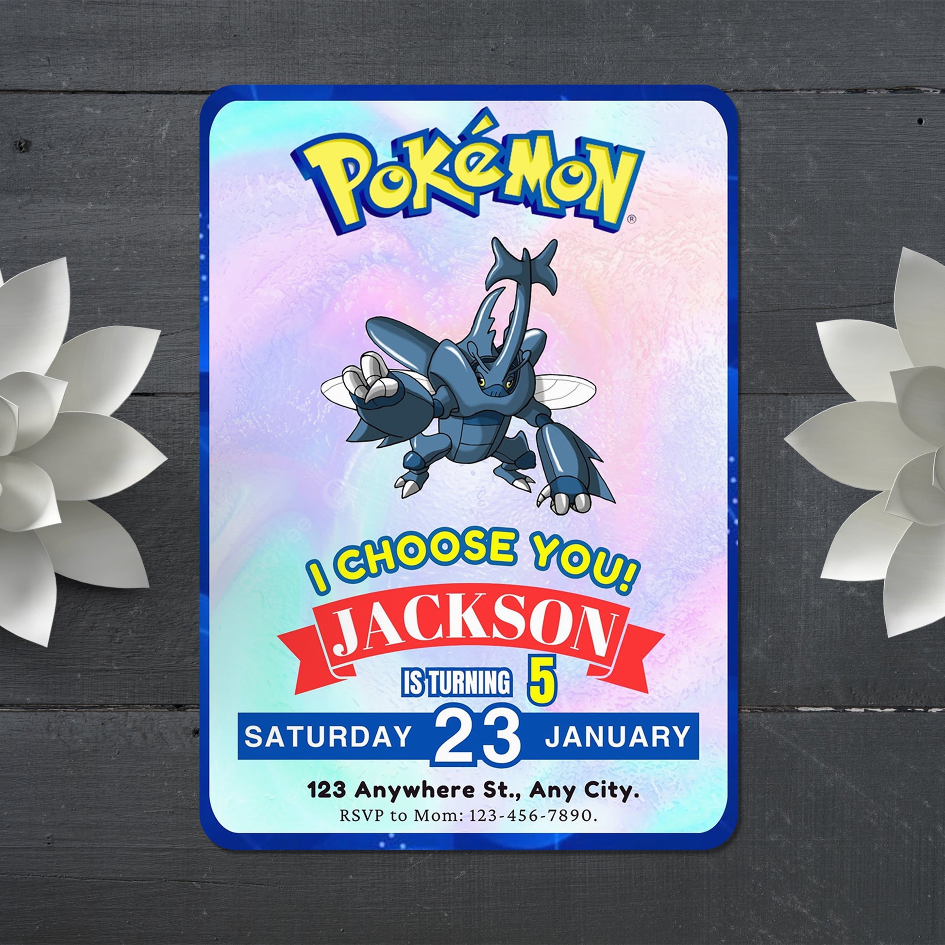 Heracross Invitation Template | Pokemon Birthday Invite - CreativeRino