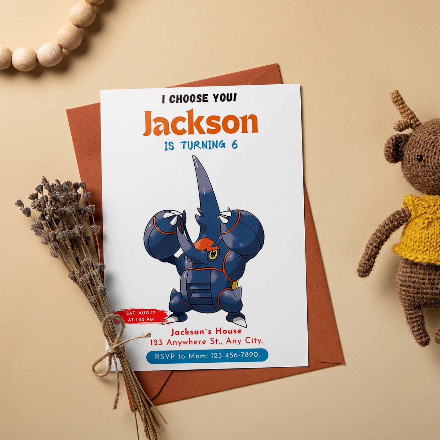 Heracross Birthday Party Invitation Template | Pokemon Invite - CreativeRino