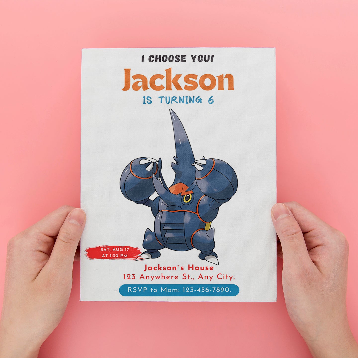 Heracross Birthday Party Invitation Template | Pokemon Invite - CreativeRino