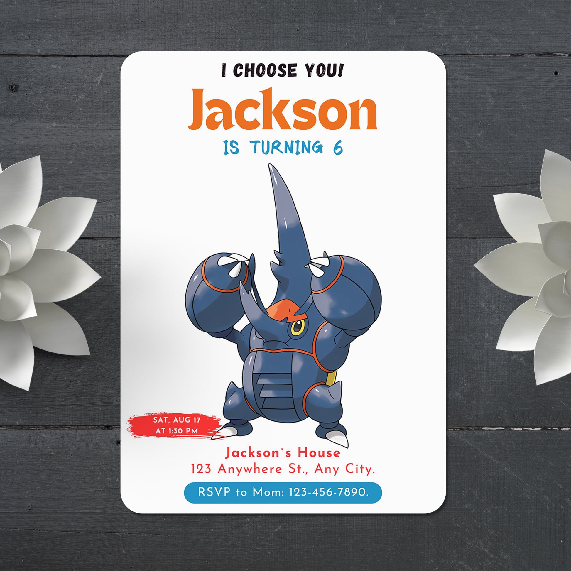 Heracross Birthday Party Invitation Template | Pokemon Invite - CreativeRino