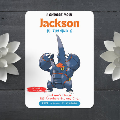 Heracross Birthday Party Invitation Template | Pokemon Invite - CreativeRino