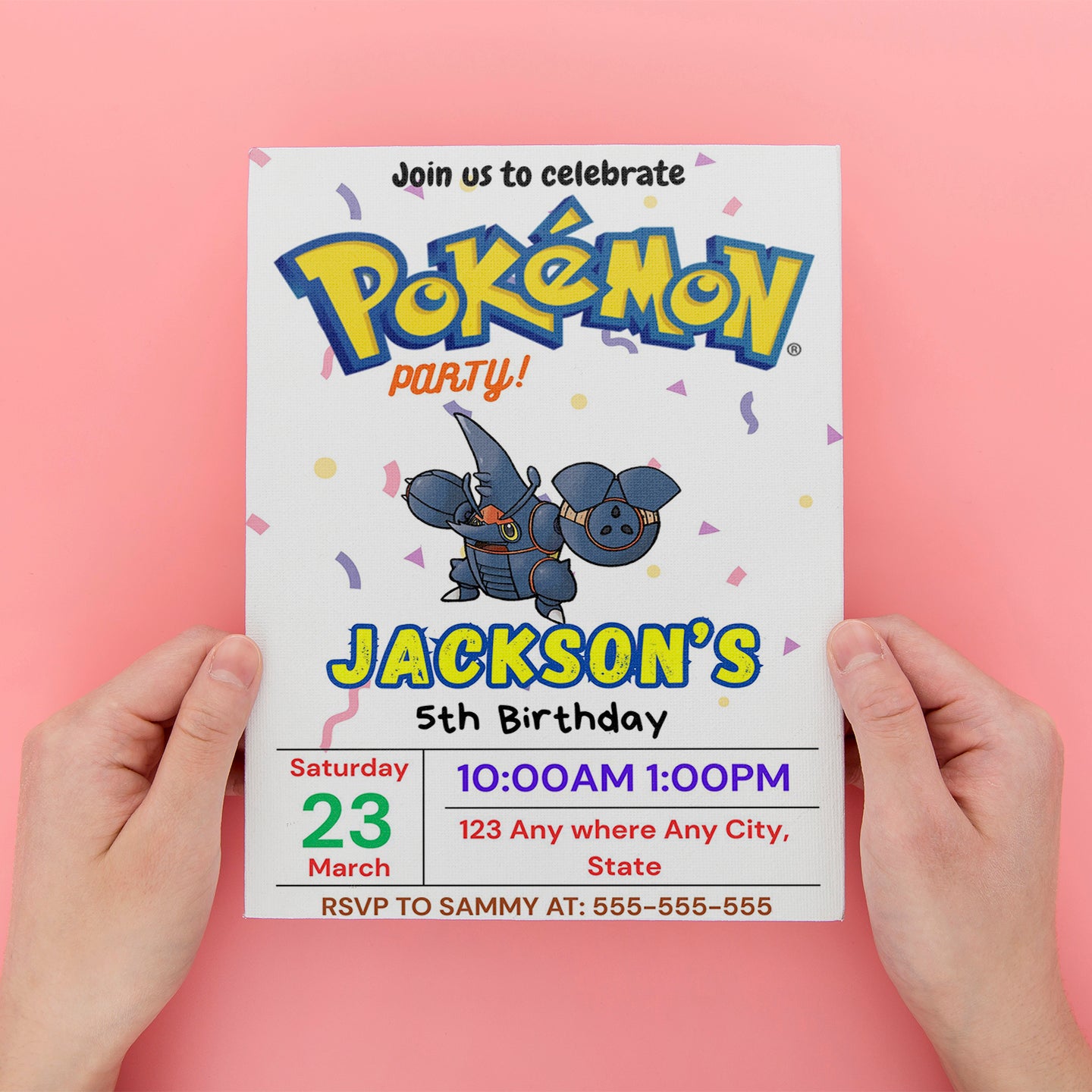 Heracross Birthday Party Invitation Template | Pokemon Invite - CreativeRino