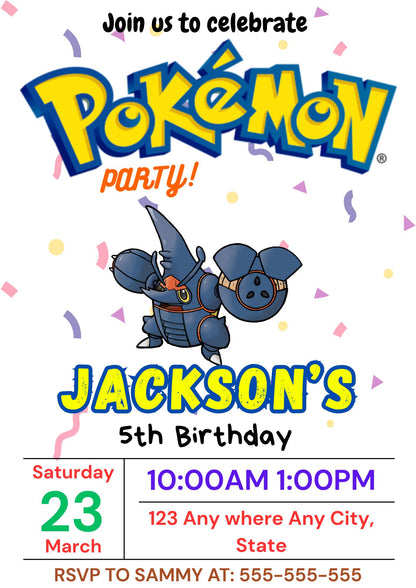 Heracross Birthday Party Invitation Template | Pokemon Invite - CreativeRino