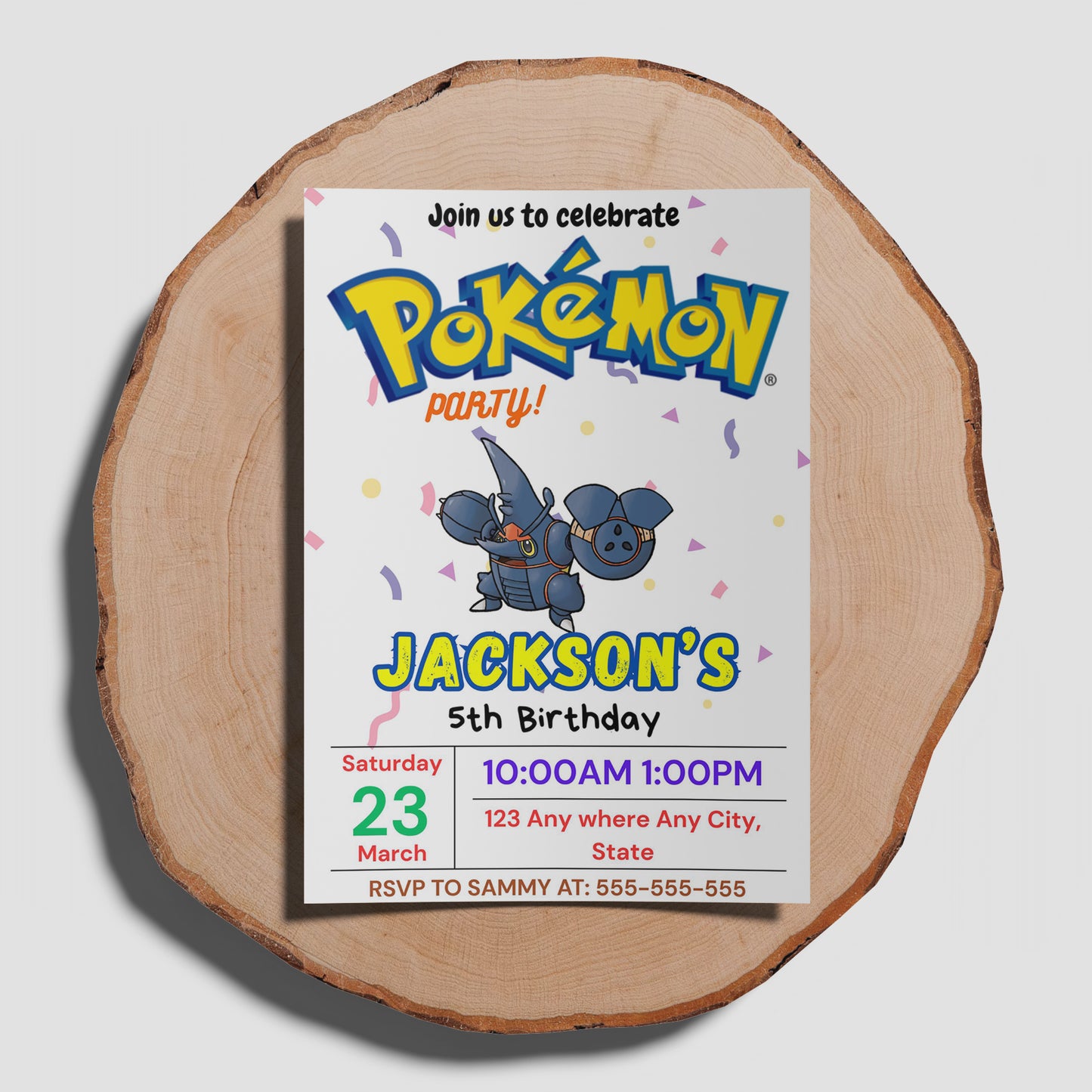 Heracross Birthday Party Invitation Template | Pokemon Invite - CreativeRino