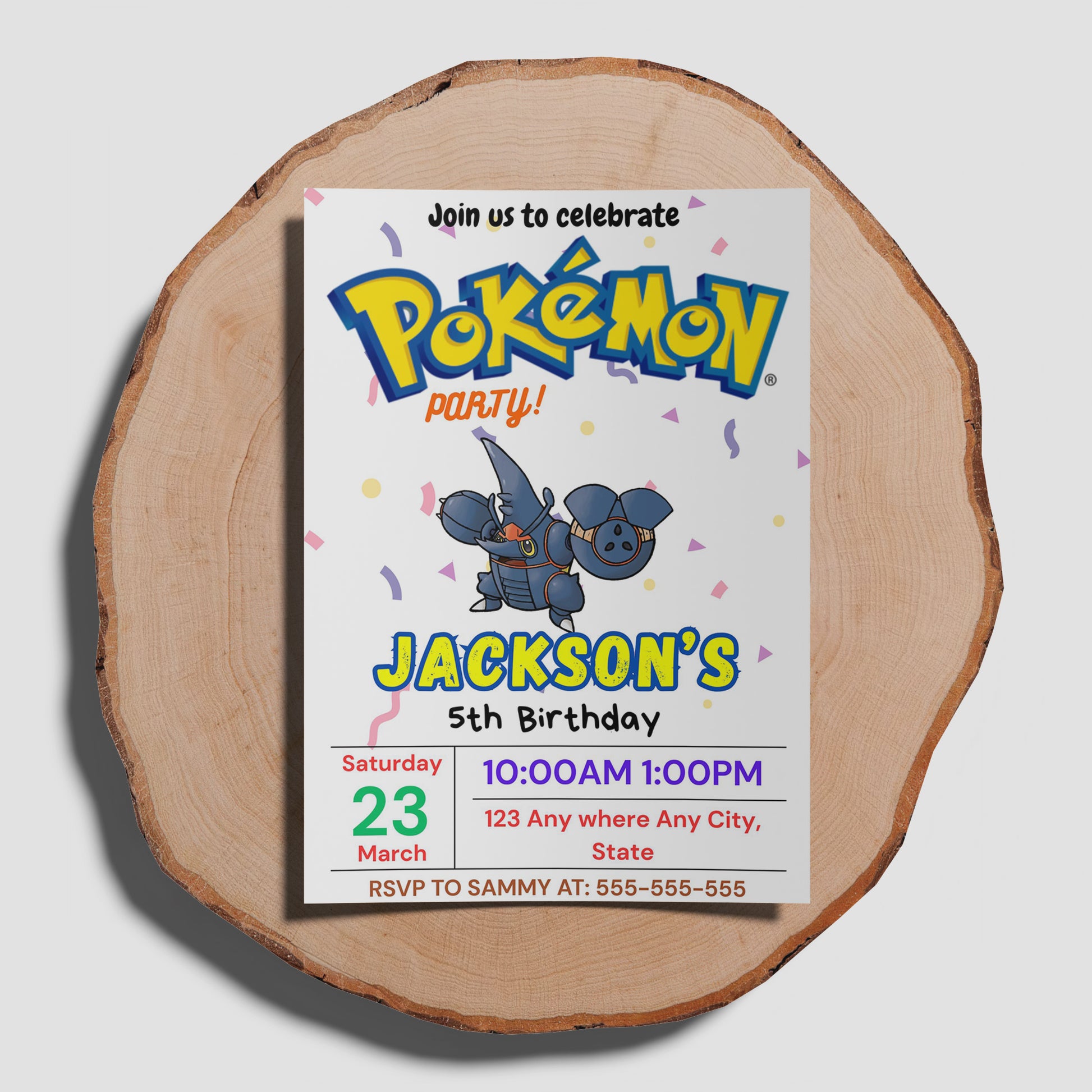 Heracross Birthday Party Invitation Template | Pokemon Invite - CreativeRino