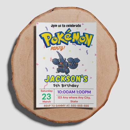 Heracross Birthday Party Invitation Template | Pokemon Invite - CreativeRino