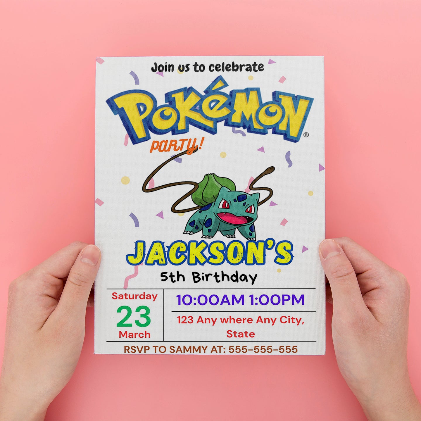 Bulbasaur Birthday Invitation Template | Pokemon Invite - CreativeRino