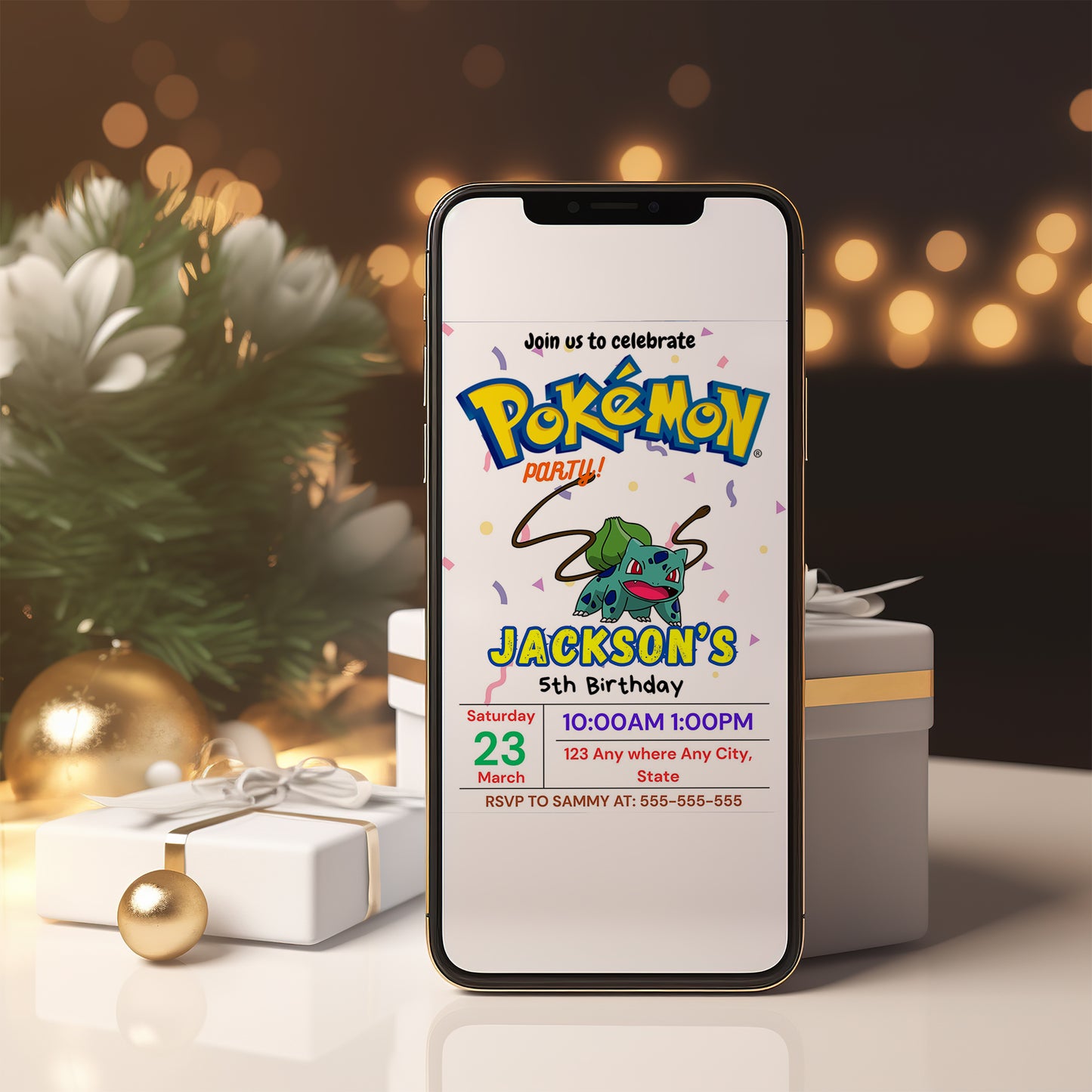Bulbasaur Birthday Invitation Template | Pokemon Invite - CreativeRino