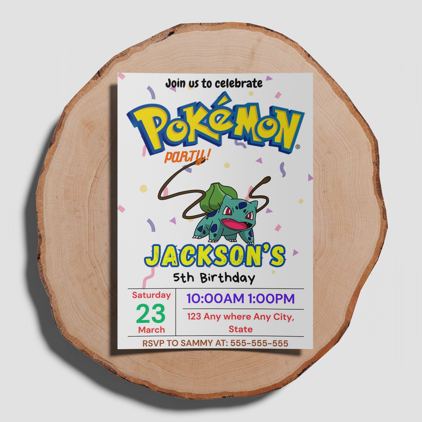 Bulbasaur Birthday Invitation Template | Pokemon Invite - CreativeRino