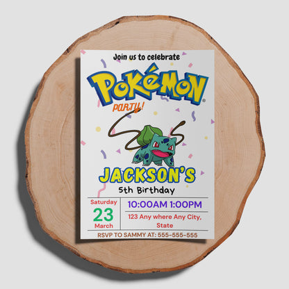 Bulbasaur Birthday Invitation Template | Pokemon Invite - CreativeRino