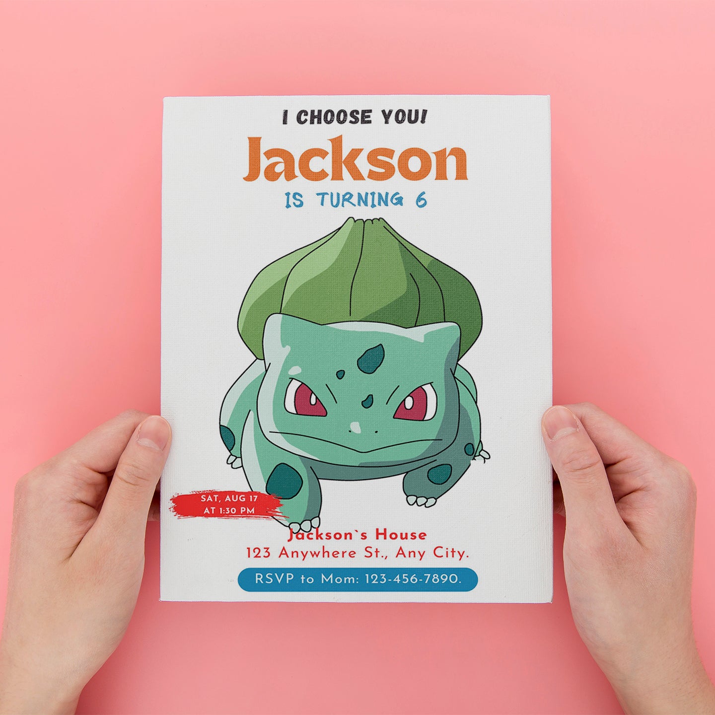 Bulbasaur Birthday Party Invitation Template | Pokemon Invite - CreativeRino