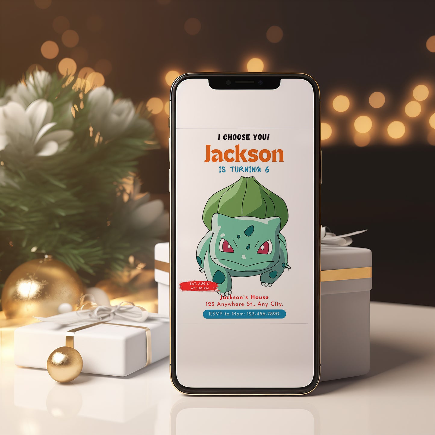 Bulbasaur Birthday Party Invitation Template | Pokemon Invite - CreativeRino