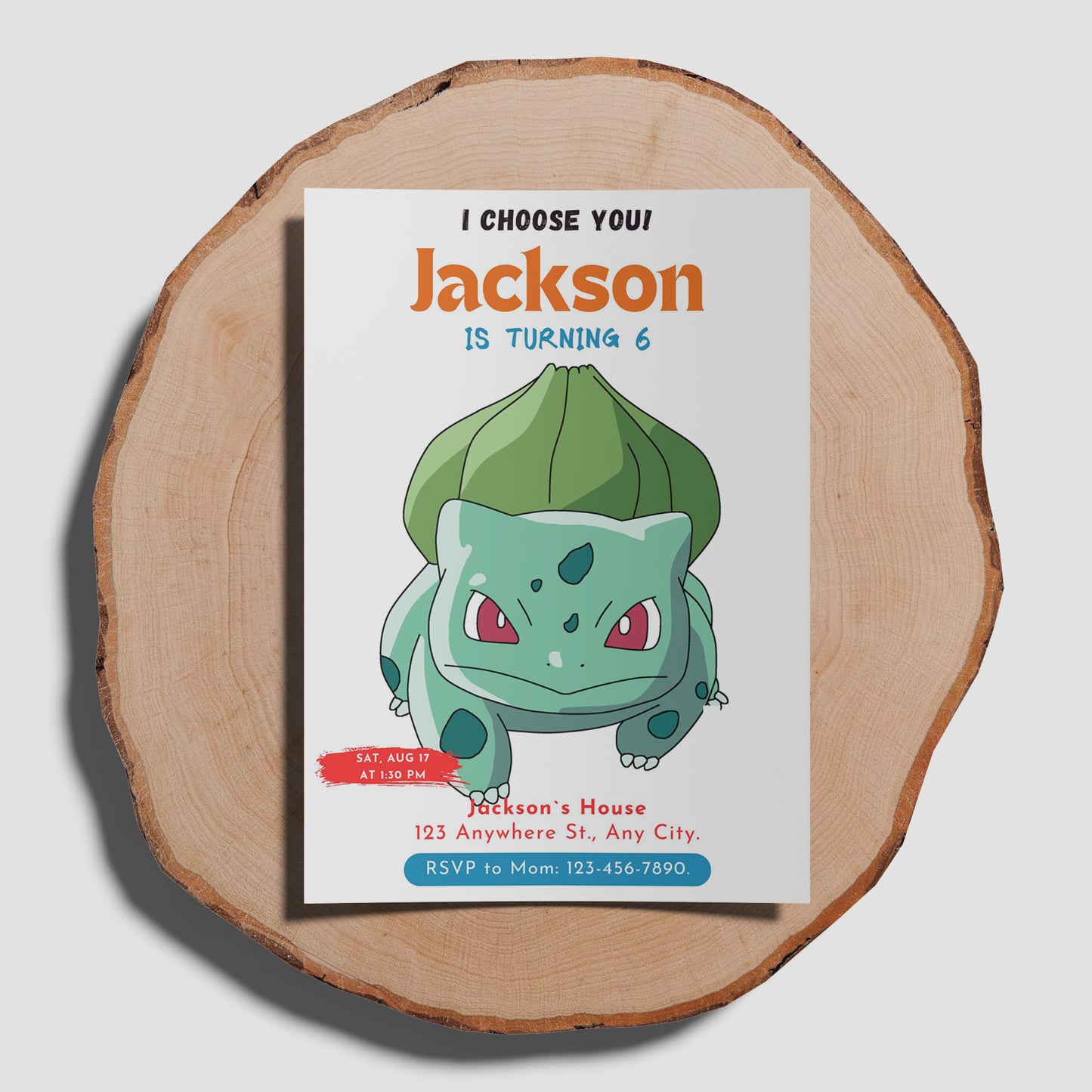 Bulbasaur Birthday Party Invitation Template | Pokemon Invite - CreativeRino