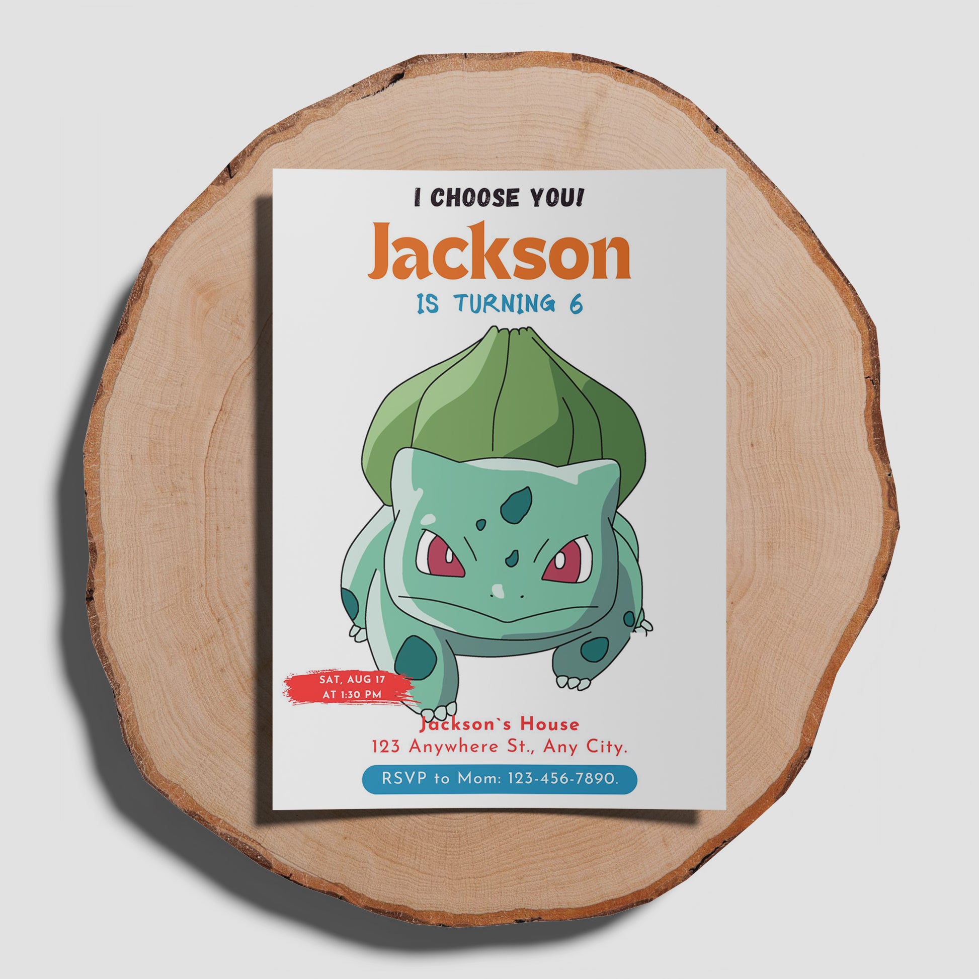 Bulbasaur Birthday Party Invitation Template | Pokemon Invite - CreativeRino