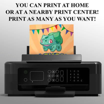 Bulbasaur Pokemon Birthday Party Invitation Template - CreativeRino