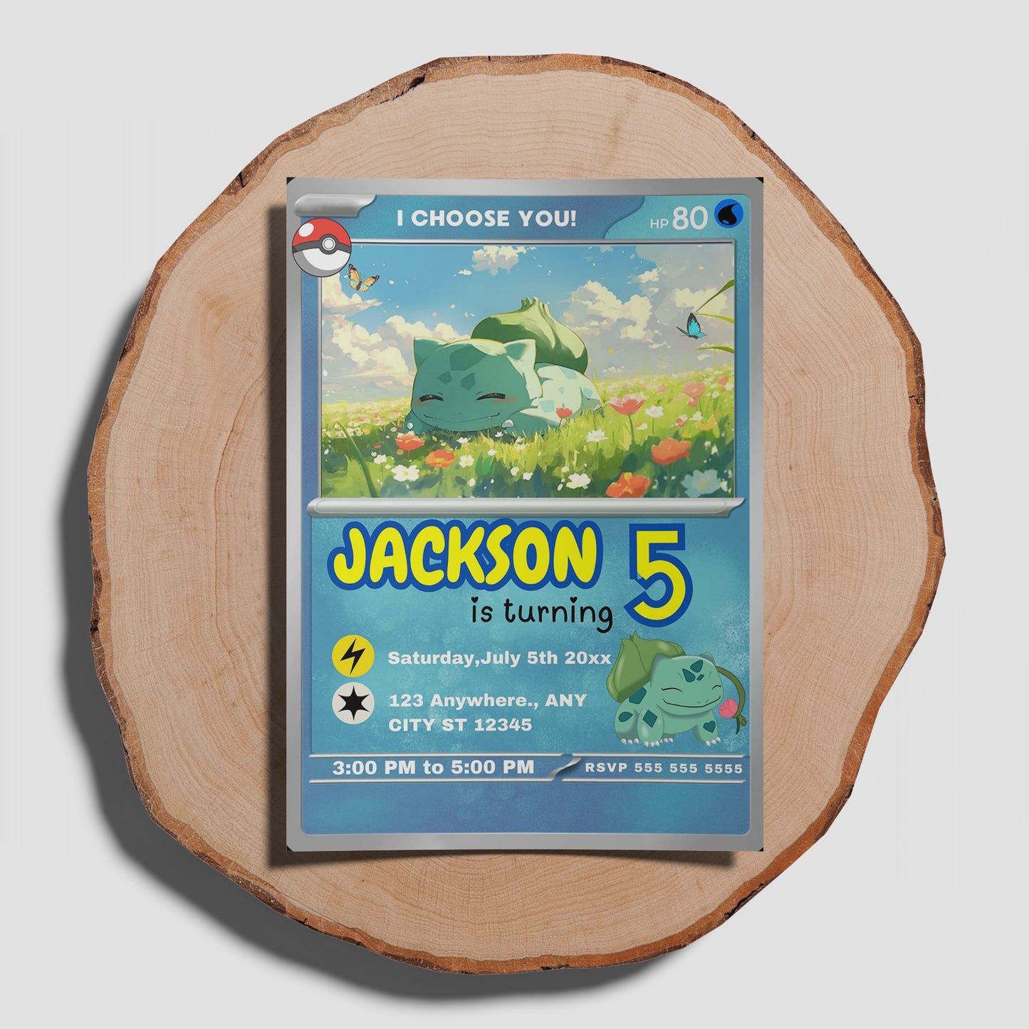 Bulbasaur Invitation Template | Pokemon Card Birthday Invite - CreativeRino