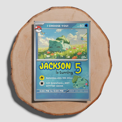 Bulbasaur Invitation Template | Pokemon Card Birthday Invite - CreativeRino