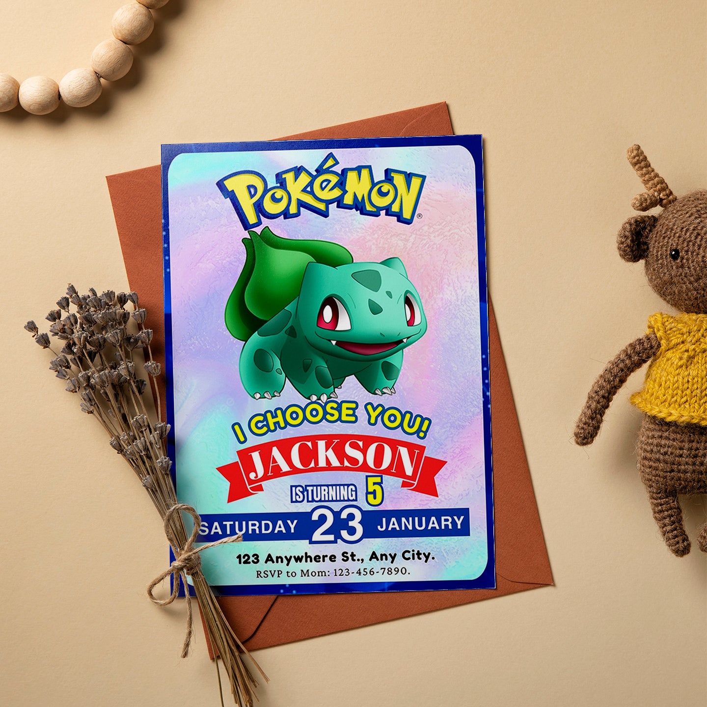 Bulbasaur Invitation Template | Pokemon Birthday Invite - CreativeRino