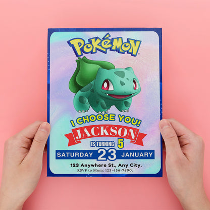 Bulbasaur Invitation Template | Pokemon Birthday Invite - CreativeRino