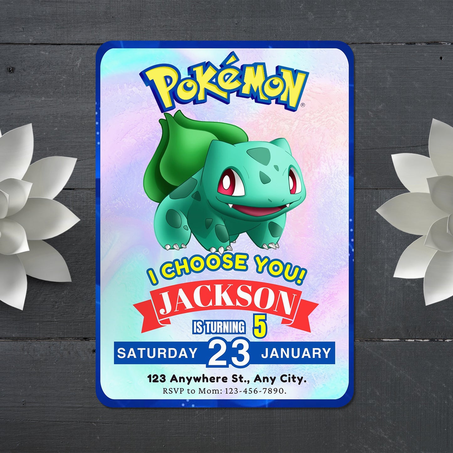 Bulbasaur Invitation Template | Pokemon Birthday Invite - CreativeRino