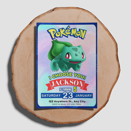 Bulbasaur Invitation Template | Pokemon Birthday Invite - CreativeRino
