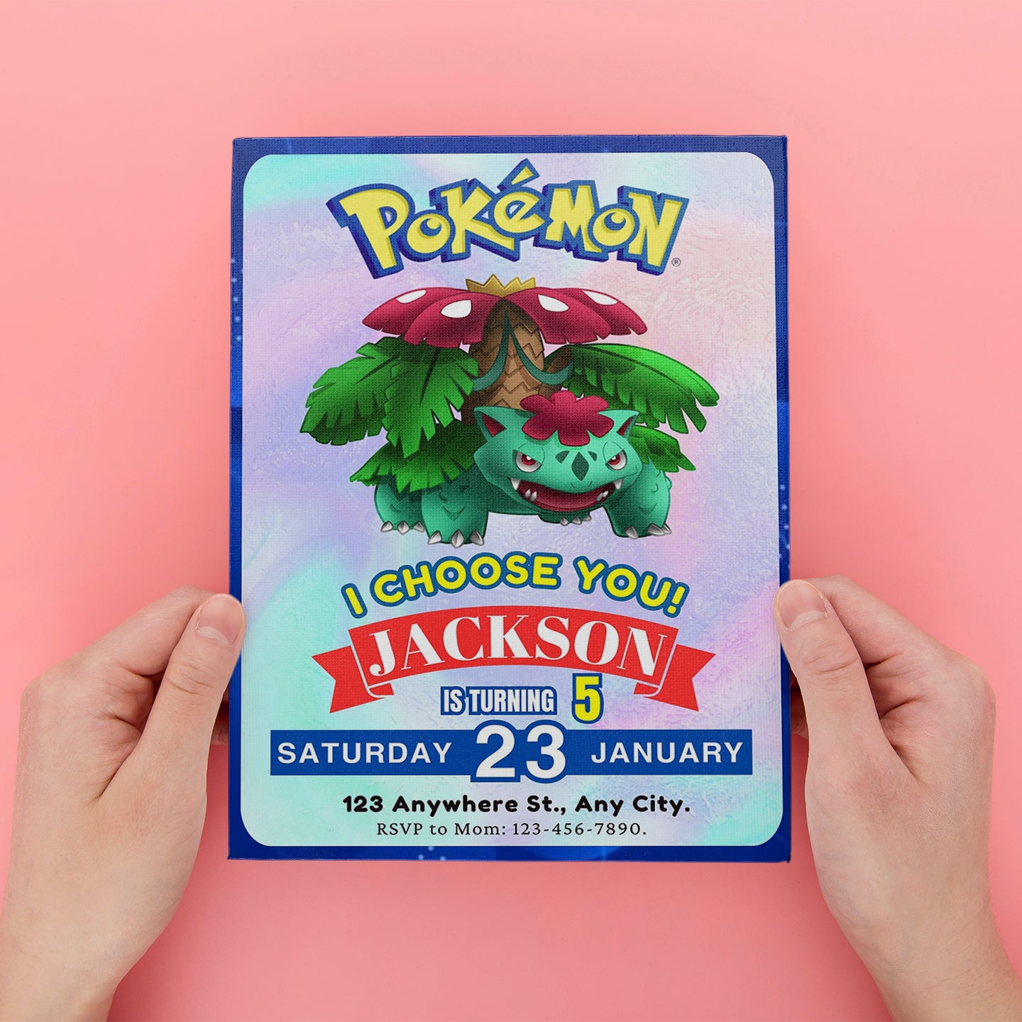 Venusaur Invitation Template | Pokemon Birthday Invite - CreativeRino