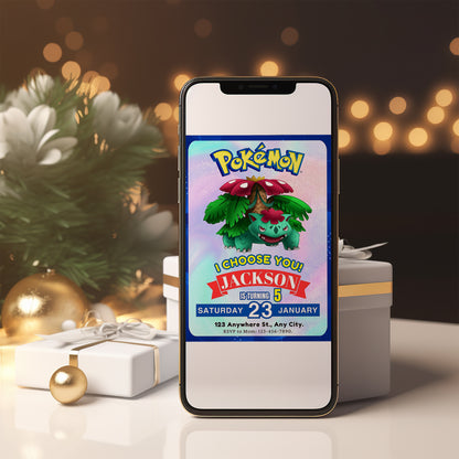 Venusaur Invitation Template | Pokemon Birthday Invite - CreativeRino