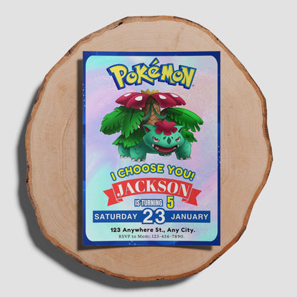 Venusaur Invitation Template | Pokemon Birthday Invite - CreativeRino