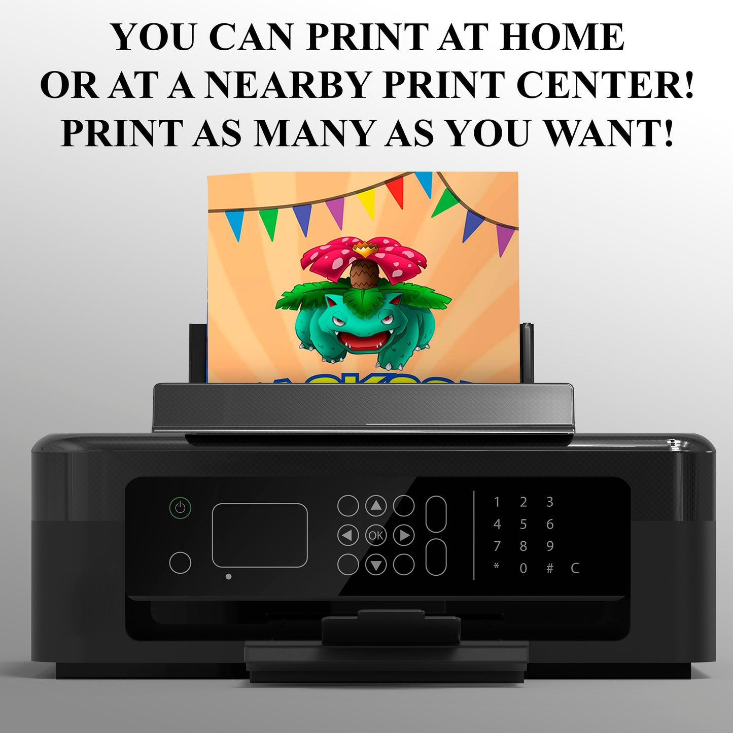 Venusaur Pokemon Birthday Party Invitation Template - CreativeRino