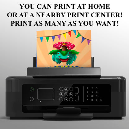 Venusaur Pokemon Birthday Party Invitation Template - CreativeRino